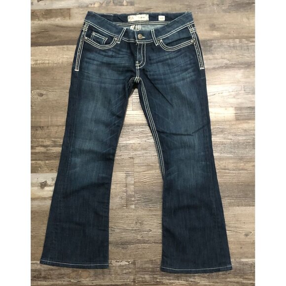 BKE Womens Size 30 Sabrina Stretch Boot Cut Thick Stitch Blue Jeans 30x31.5 - Picture 1 of 11